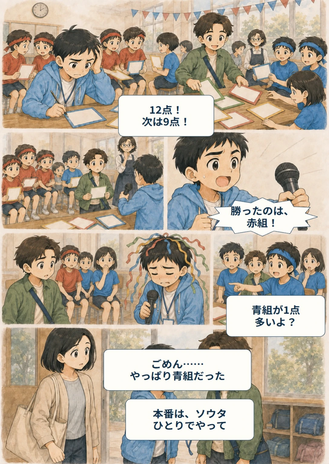 あと10秒！ぼくらのスコア大作戦 第3ページ。勝ったのは……えっ!?。台詞は直後の読みやすい表示で確認できます。