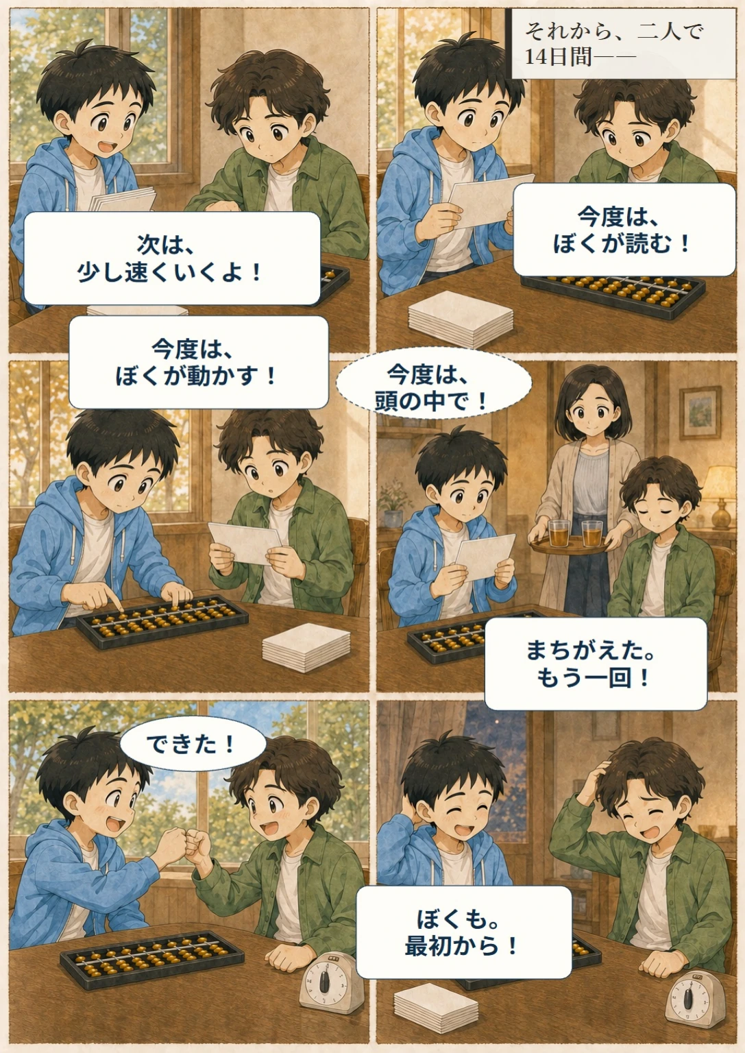あと10秒！ぼくらのスコア大作戦 第13ページ。二人の14日間。台詞は直後の読みやすい表示で確認できます。