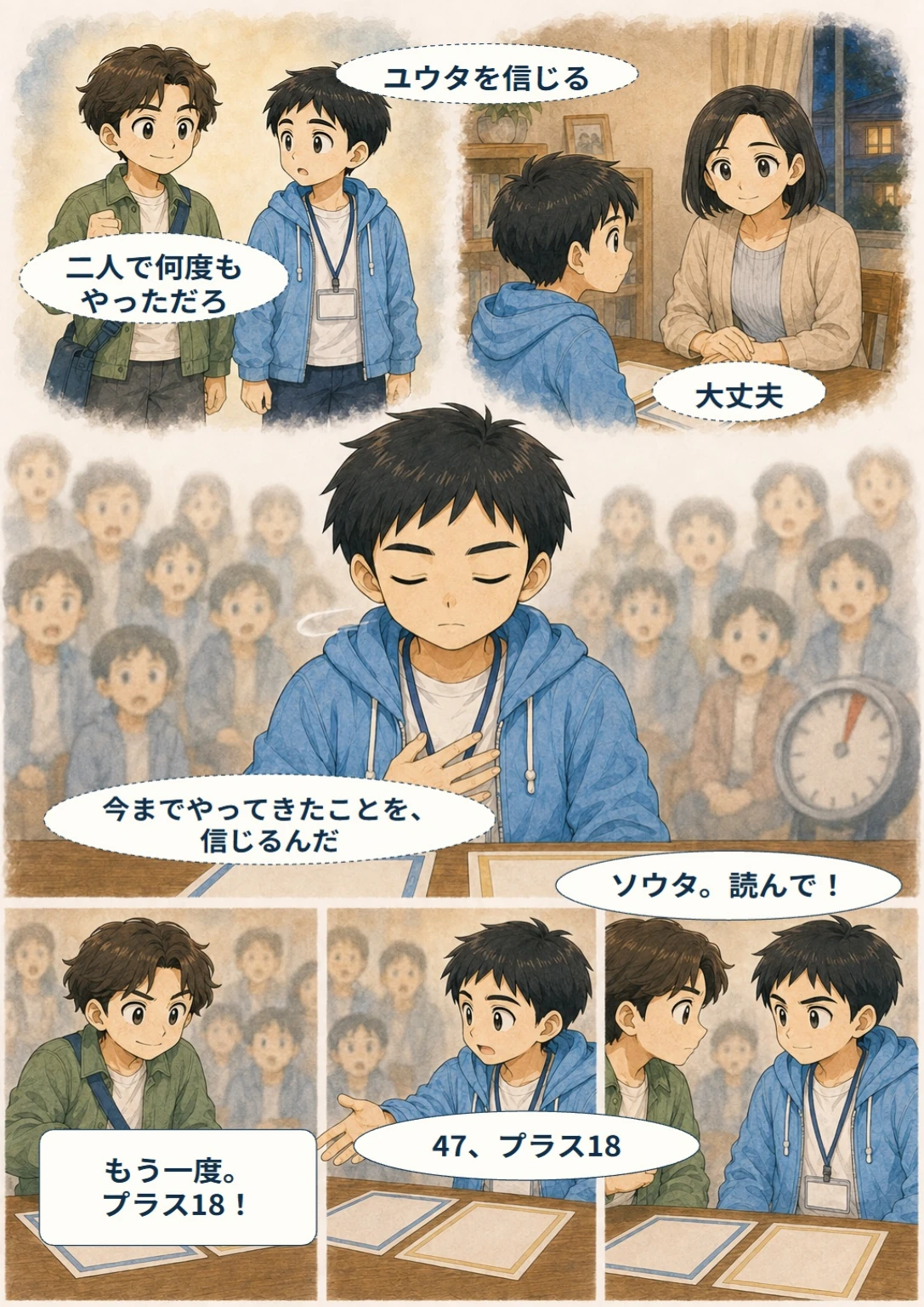 あと10秒！ぼくらのスコア大作戦 第16ページ。信じるんだ。台詞は直後の読みやすい表示で確認できます。