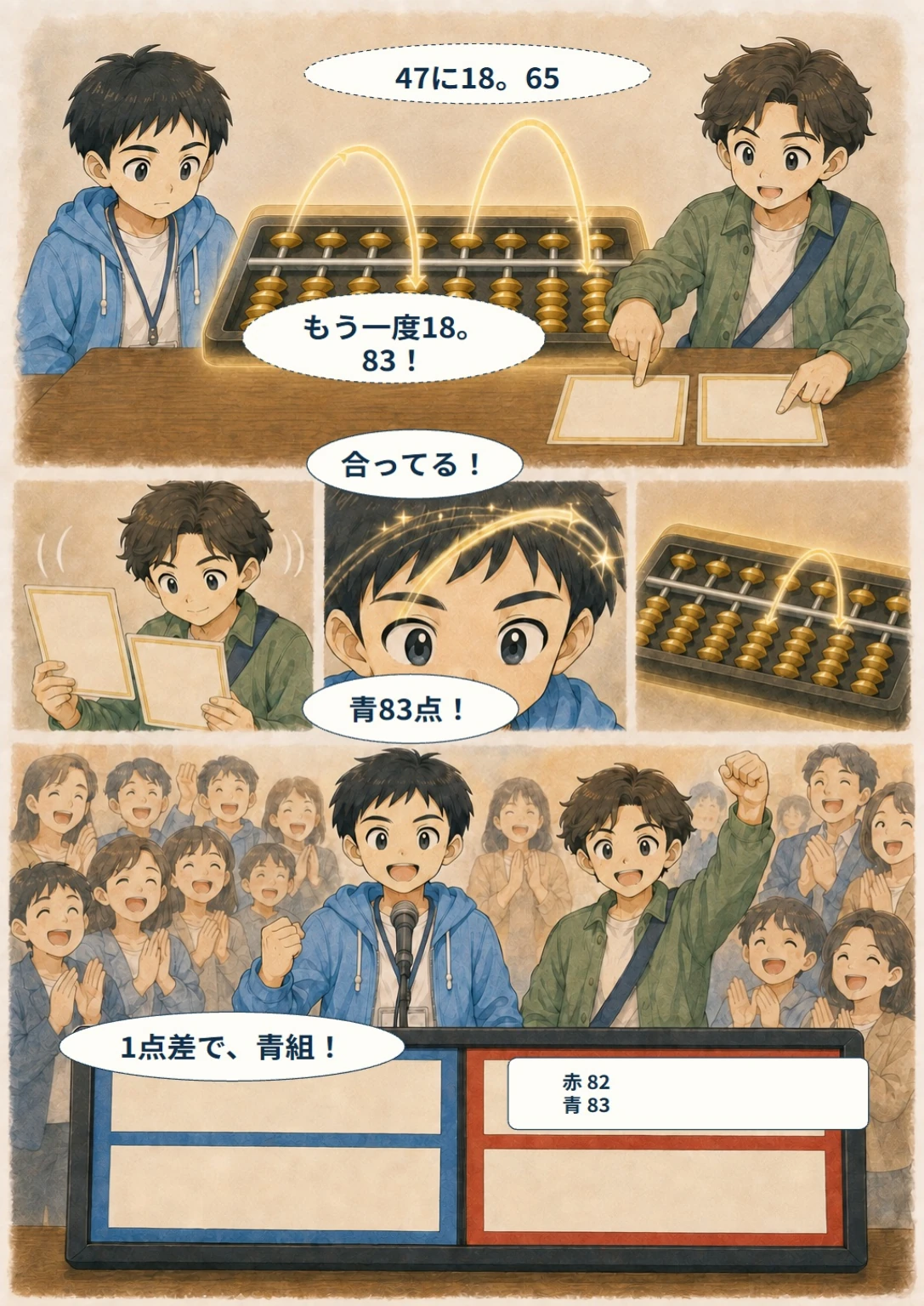 あと10秒！ぼくらのスコア大作戦 第17ページ。見えた！。台詞は直後の読みやすい表示で確認できます。