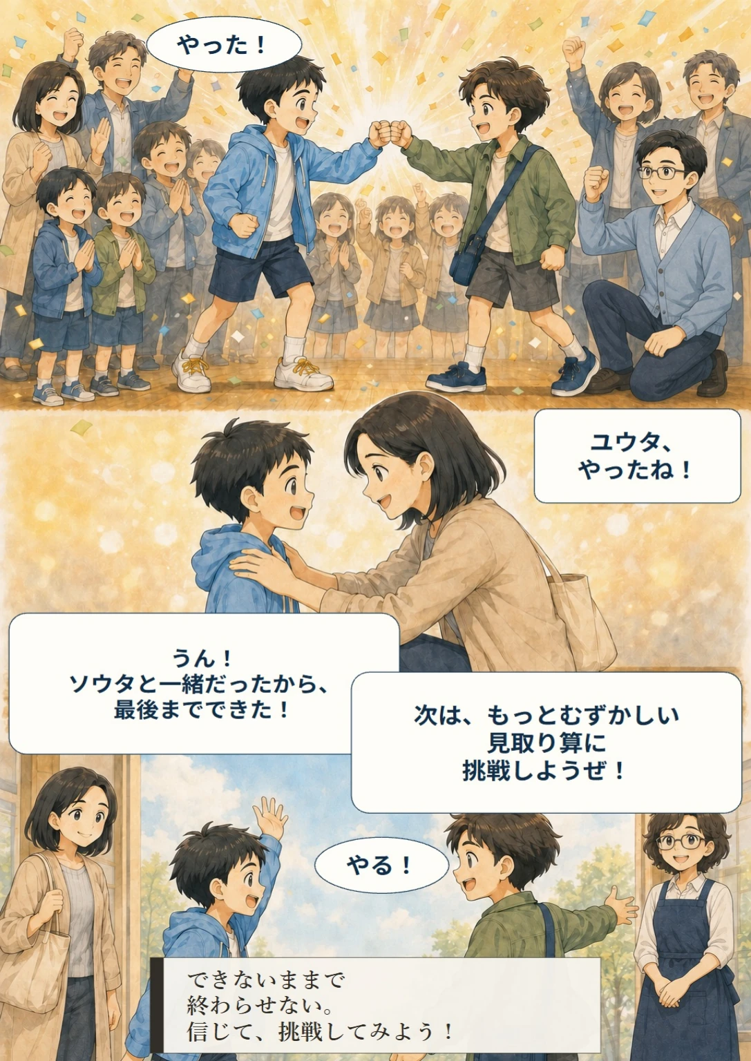 あと10秒！ぼくらのスコア大作戦 第18ページ。やったね！。台詞は直後の読みやすい表示で確認できます。